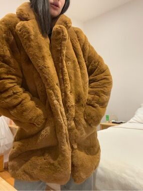 Nasty Gal Brown Faux Fur Coat ✩⋆.˚